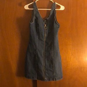 Full Zip Denim Mini Dress